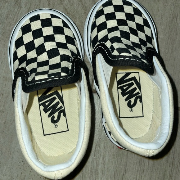 Vans Kids Checkerboard Slip-On Shoes - Black/White - Picture 3 of 6